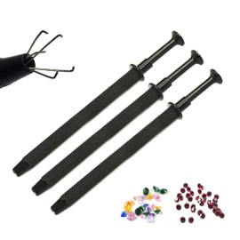 OdontoMed2011 Set of 3 Pieces Jewelry Holder Pick-up Tool Diamond Gems Prong Tweezers Catcher Grabber with 5 Claws Black Color Coated Stainless Steel
