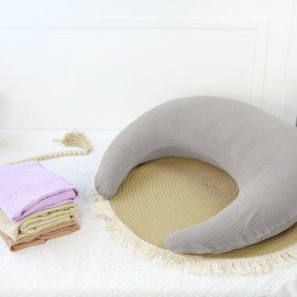 SWESEN Nursing Pillow Cover, Soft Removable Cover for Breastfeeding Pillows, Pillow Slipcover for Baby Boys and Girls, Comfortable & Breathable, Smoky Gray, Washable (Only Cover)