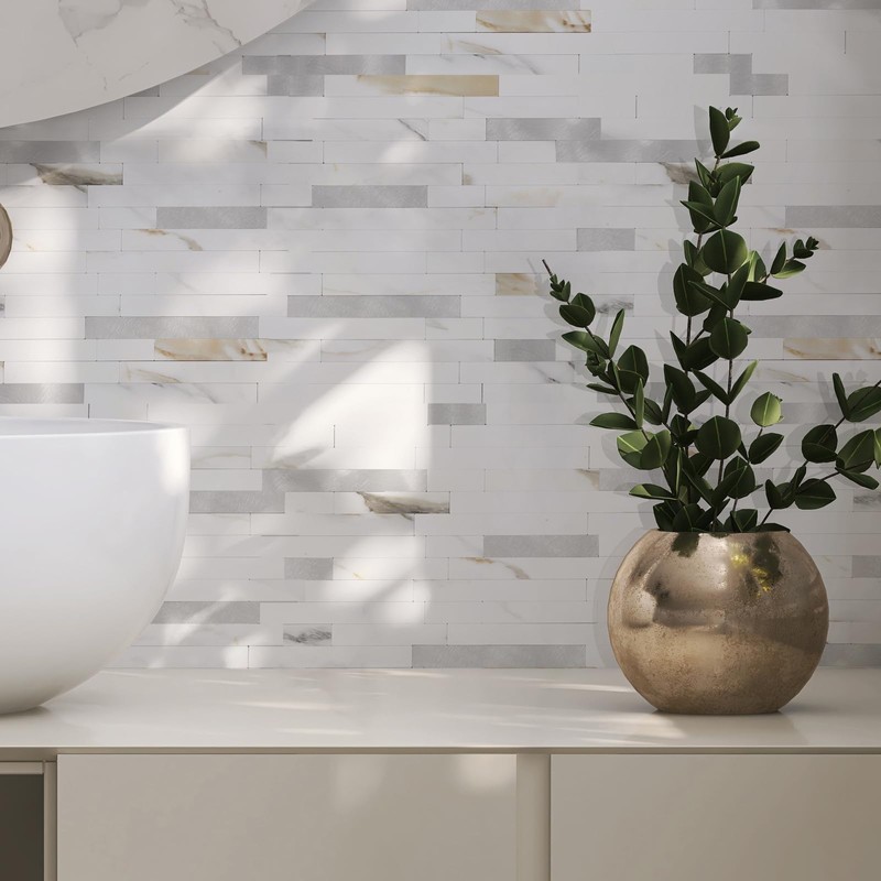 Yipscazo 1 Sheet Peel and Stick Stone Metal Tile Backsplash,