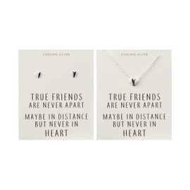 Philip Jones Sterling Silver Friendship Quote Heart Set