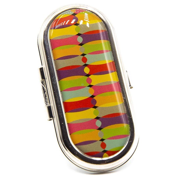 Vintage Clip-on Round Lipstick Case With Mirror (Rainbow Bend)