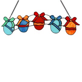 HomeBeauty Easter Eggs Stained Glass Window Hanging Panel Suncatcher, Tiffany Style Handcrafted Ornament for Easter Holidays Party Decoration and Gifts for Children (Easter Eggs)