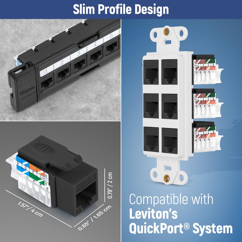 Everest Media Solutions 45° Angled CAT6 Keystone Jack in Black