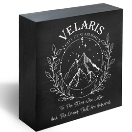 Velaris City of Starlight Desk Decor Gifts, Office Farmhouse Living Room Shelf Desk Wooden Box Sign Decor, Book Shelf Decor, Book Lovers Gifts -A32