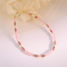 Unbranded Rose Quartz Pink Tourmaline Beaded Bracelet Healing Self-love Crystal Bracelet