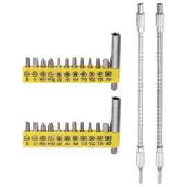 sourcing map Flexible Drill Bit Extension Kits, 2 Set(26pcs) Screwdriver Bit Set with 300mm Flexible Extension Bit Shaft