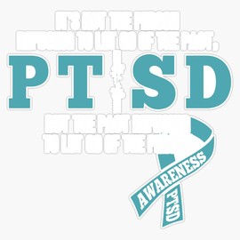HOF Trading PTSD Awareness - Support Veteran Military Vinyl Sticker Waterproof Decal Laptop Wall Window Bumper Sticker 5"