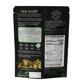Andes Secret Matcha Keto Granola - Healthy Breakfast Cereal - Low Carb Snack Food - 3g Net Carbs - Gluten Free - Almonds, Hazelnuts, Coconut and more 3 Pack (11oz each)