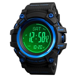 AOSLSI Watch Compass, Altimeter Barometer Thermometer Temperature, Pedometer Watch, Military Army Waterproof Outdoors Sport Digital Watch for Men