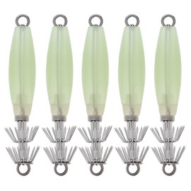 ConSkyee Luminous Squid Jig Hooks, Fluorescent Cuttlefish Octopus Lures Bait for Saltwater Night Fishing, Glow in Dark Hard Fishing Baits Set (Pack of 5)