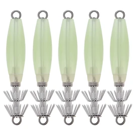 ConSkyee Luminous Squid Jig Hooks, Fluorescent Cuttlefish Octopus Lures Bait for Saltwater Night Fishing, Glow in Dark Hard Fishing Baits Set (Pack of 5)