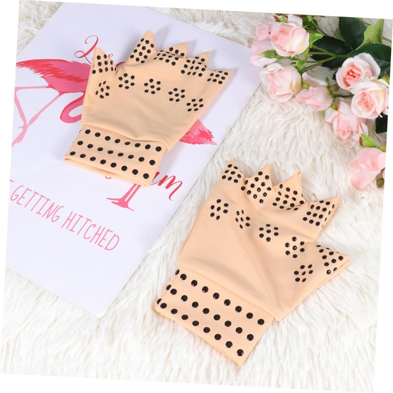 Baluue 2 Pairs Care Gloves Half-finger Magnetic Therapy Anti-slip Comfortable
