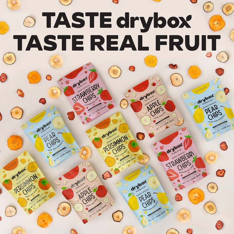 Drybox Pear Chips, 14 Pack Unsweetened Pear Fruit Crisps, No