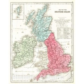 Historic Map - 1850 Map of The British Isles - Vintage Wall Art - 24in x 30in