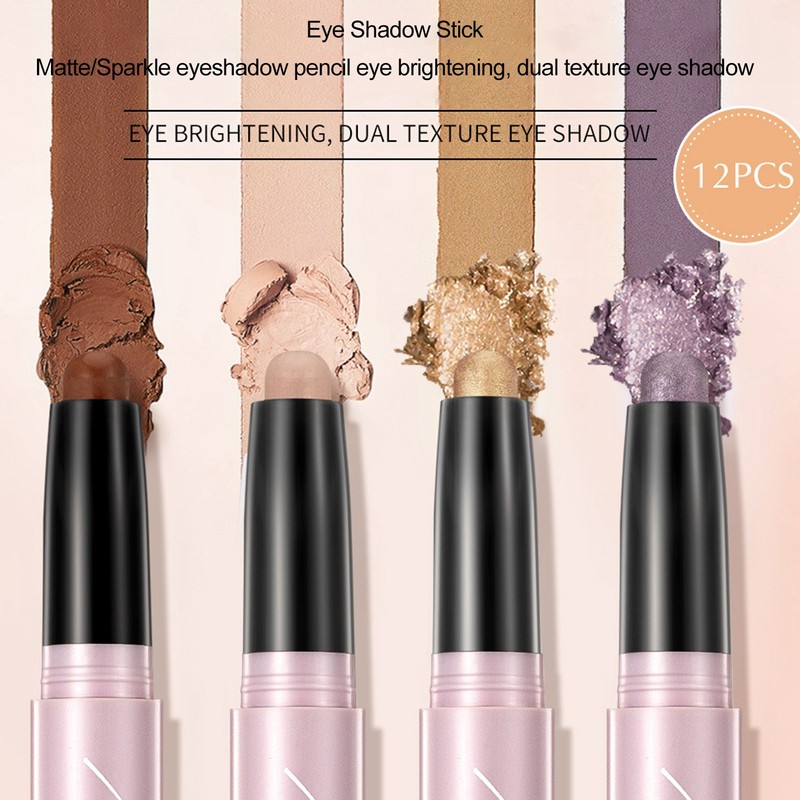 12pcs Eye Shadow Stick Waterproof Eyeshadow Stick Matte Eye Shadow