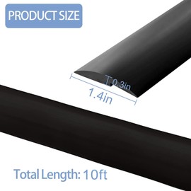 10Ft Floor Transition Strip, Self Adhesive Carpet Edging Trim Strip, Threshold Strips for Threshold Height Less Than 5 mm (Black)