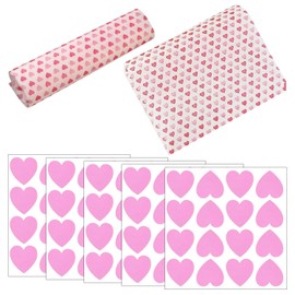 Pack of 50 Love Printed Wrapping Paper, 80 Pieces Heart Stickers, Baking Paper, Candy Paper, Waterproof Wax Paper