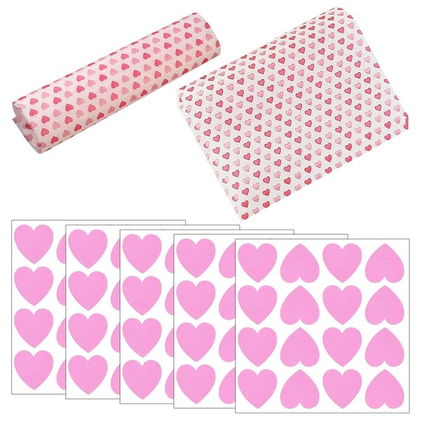 Pack of 50 Love Printed Wrapping Paper, 80 Pieces Heart