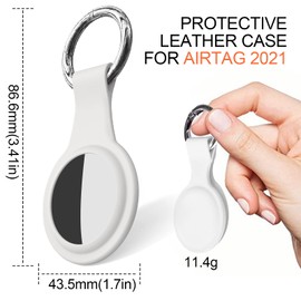 Soft Silicone Case Compatible with AirTag 2021 Protective Anti-Scratch Lightweight Skin Cover with Key Ring for AirTags Holder Keychain AEZUNI - White