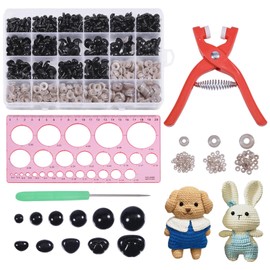 beinkmake 3Pcs Safety Eye Tool Auxiliary Crochet Tools Attaching Safety Eyes for Amigurumi with 662Pcs 5-30mm Eyes and Noses Auxiliary Installation and Sizer Tool