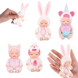 JOAASU Mini Baby Doll, Mini Reborn Dolls, Baby Doll, Pack of 4, Small Mini Doll with Clothes, Newborn Reborn Baby, Mini Baby Doll for Girls, Toddlers and Children
