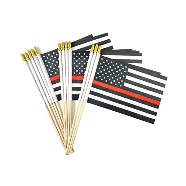 Newperlite Thin Red Line American Firefighter Stick Flag Small Mini