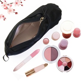 Ballet Dance Shoe Small Cosmetic Bag, Small Cosmetic Bag for Purse, Portable Cute Travel Makeup Pouches, Pink Mesh Makeup Organizer Bag (Black)