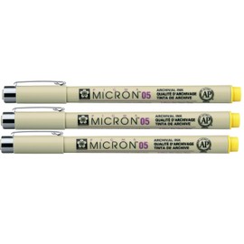 Sakura Pigma Micron - Pigment Fineliners - 0.5mm - Yellow [Pack of 3]