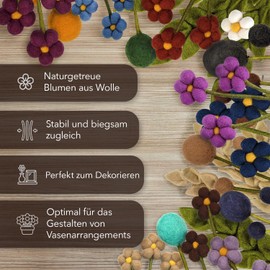 your castle Felt Flowers, Handmade Decorative Flowers, Fair Trade, Sustainable Felt Decoration, Realistic Artificial Flowers, Artificial Fabric Flowers, Pack of 3 with Light Blue Flowers