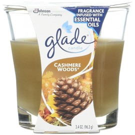 Glade Candle Jar, Air Freshener, 2in1, Cashmere Woods, 2 candles, 3.4 Ounce- Pack of 3
