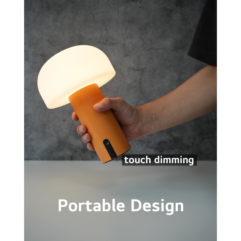 WEILAILUX Cordless Mushroom Table Lamp, Waterproof Shower Lamp, Battery Operated