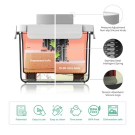 TOFUDEE Tofu Press | Food Strainer for Paneer, Cheese, & All Kinds of Tofu - Soft, Silken, Organic, Extra Firm | Enhance Cooking, Save Time, & Elevate Your Dishes - Dishwasher Safe & BPA-Free