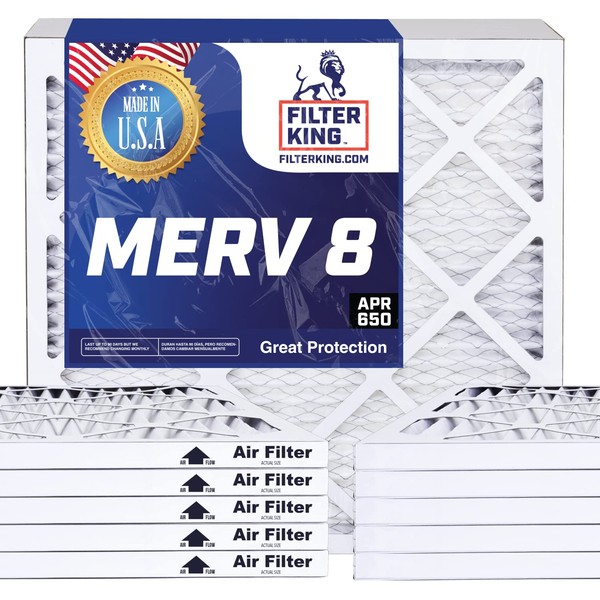 Filter King 16x19x1 Air Filter | 12-PACK | MERV 8 HVAC Pleated AC Furnace Filters | Actual Size 15.5 x 18.5 x .75"