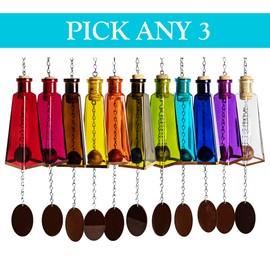 Glass Pyramid Bottle Wind Chimes Pick Color (Set of Three)