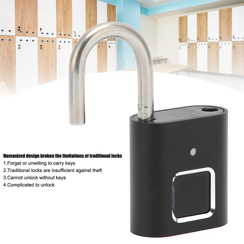Fingerprint Padlock Biometric Smart Security Digital Lock Water Resistant USB