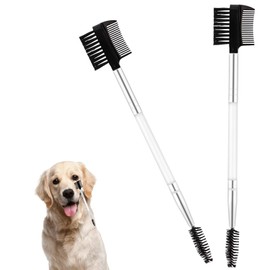 2pcs Double-Headed Soft Bristle Facial Comb, Tear Stain Gunk Remover for Puppy and Cat Grooming (White)