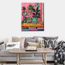 Aihonmin Pink Reading Book Room Paint by Numbers Kits for Adult Paint by Numbers Soft Hues Boho Style Painting Kits Painting Art Gift on Canvas Perfect for Gift Home Wall Without Framed 16''W x 20''H