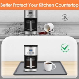 TOHONFOO Silicone Coffee Maker Mat with Lip, 19.7'' x 15'' Heavy Duty Coffee Maker Mat for Countertops, Coffee Tray Fit Under Coffee Maker Appliance Automatic Machines Espresso Accessory, Grey