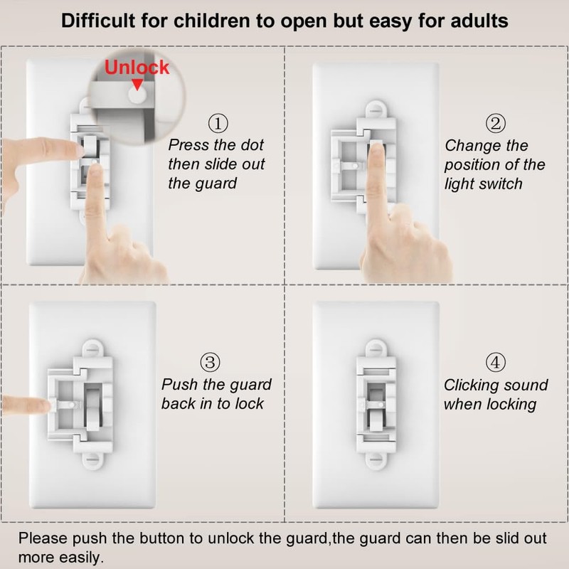 Child Proof Light Switch Cover Guard 5Pack - Unbreakable Toggle