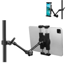 Mippko Mippko Tablet Holder for Microphone Stand and Mic Music Stand,Compatible with 4.7~12.9 inch iPad/Nexus/LG G Pads/e-Reader/iPhone,Multi Angle Adjustable 10 inch Long Aluminum Alloy Mount