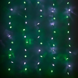 Lights4fun White LED St Patrick’s Day Shamrock Plug In Hanging Curtain Light with Timer Decoration Indoor Use