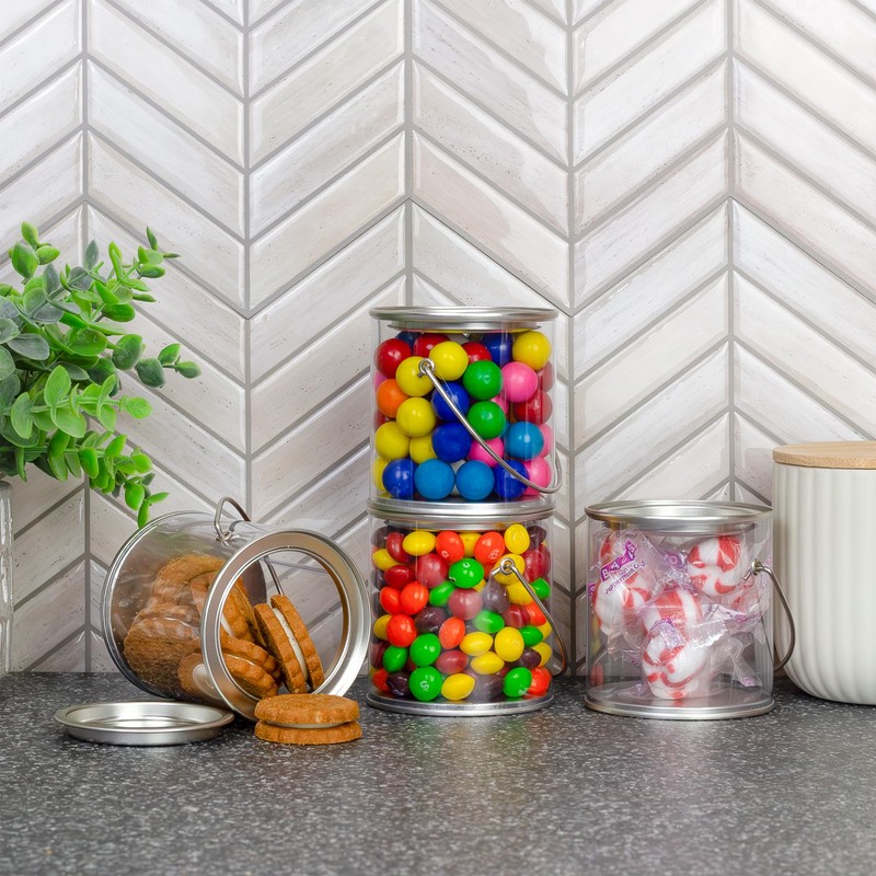Cornucopia Brands Mini Clear Plastic Paint Cans (6-Pack), Little 3in