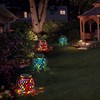 Zarmanuae Mosaic Solar Lanterns Outdoor Hanging Lights, Red & Blue