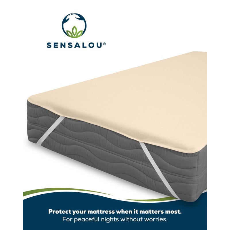 Sensalou Waterproof Mattress Protector 90 x 200 cm Beige –