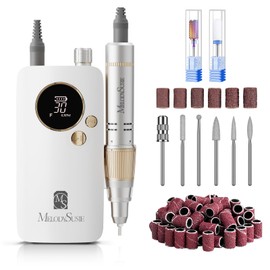 MelodySusie Portable Nail Cutter 30000 RPM, SC320F Professional Wireless Electric Nail File for Acrylic Nails Gel Polishing Removal, File Nail Set for Manicure Salon Home (White)