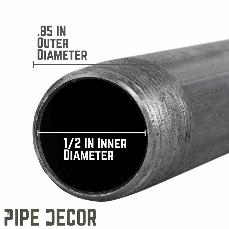 Pipe-Decor.com 1/2 in. X 18 in. Black Pipe 6 Pack