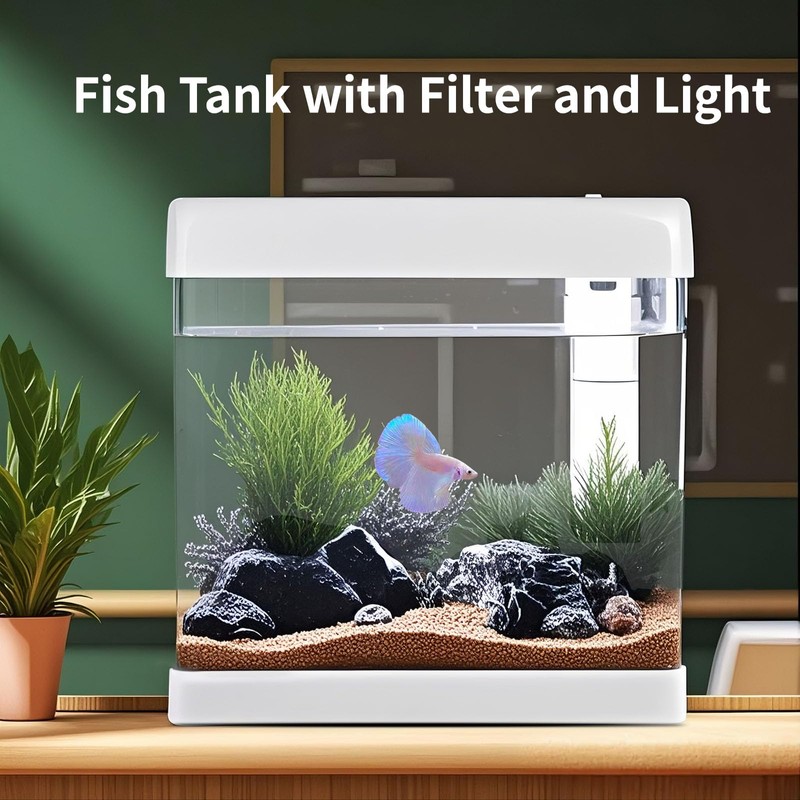 Small Fish Tank,5 Gallon Glass Aquarium Betta Fish Tank Starter