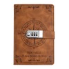 WANLIAN Nautical Pattern Brown Leather Lockable Journal with Pen Pocket