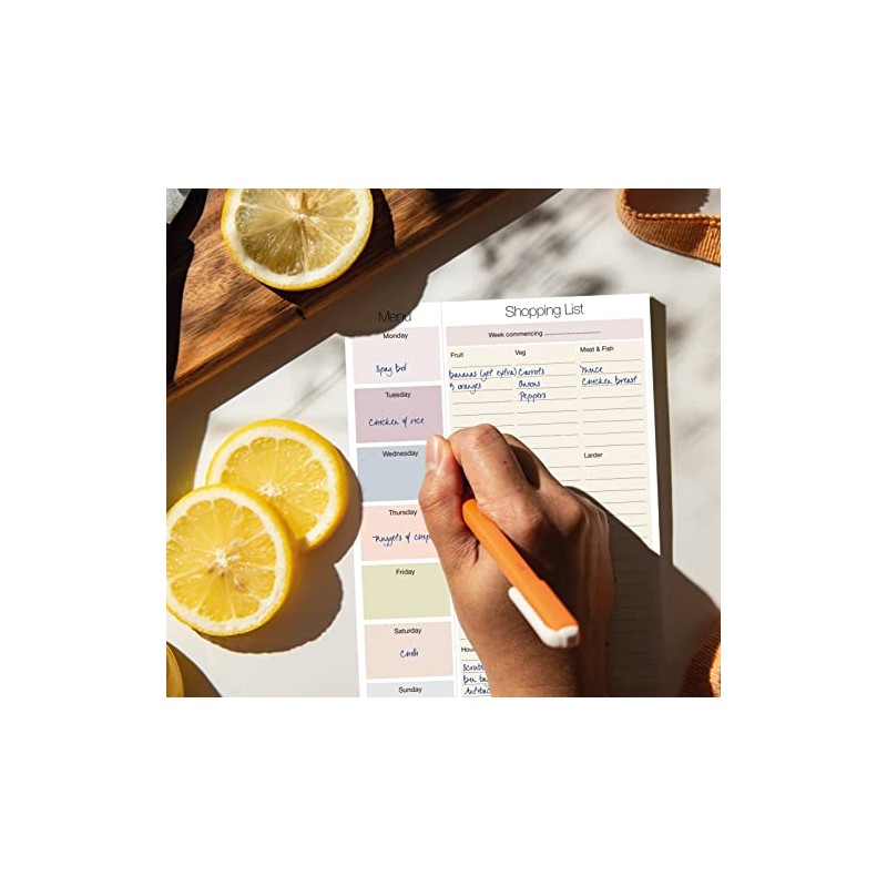 Shopping List Pad with detachable Weekly Meal Planner. 50 sheets