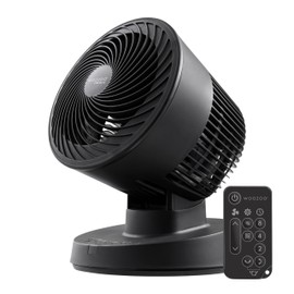 IRIS USA WOOZOO Air Circulator Fan with Remote, Oscillating, 3 Speeds, 56ft Max Air Distance, Adjustable Tilt, Quiet Motor, Small Fan for Bedroom, Office, Dorm, Black